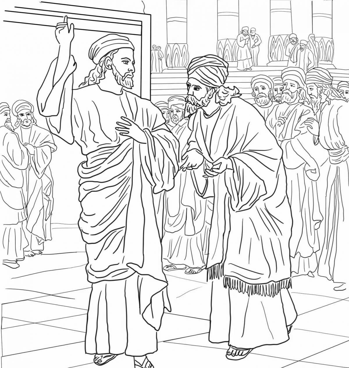 Entertaining publican and Pharisee coloring book