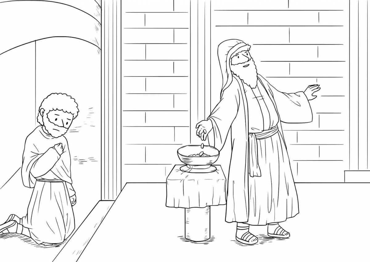 Color happy publican and Pharisee coloring book