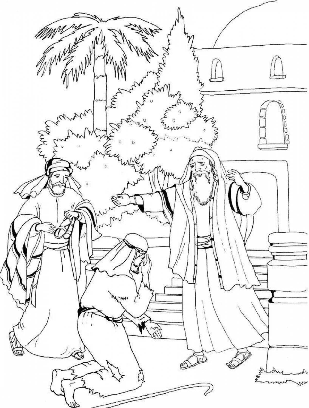 Color playful publican and Pharisee coloring book