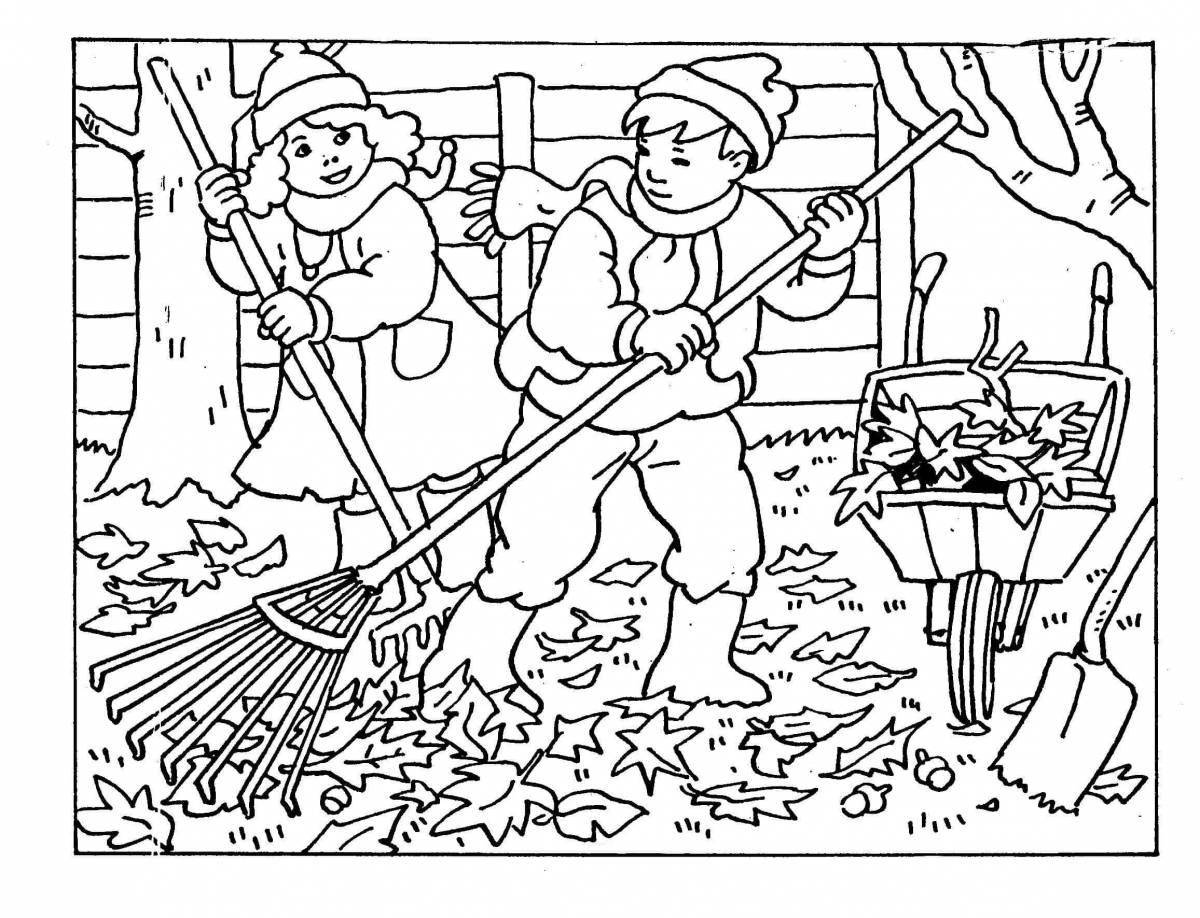 Анимационный труд людей зимой для детей