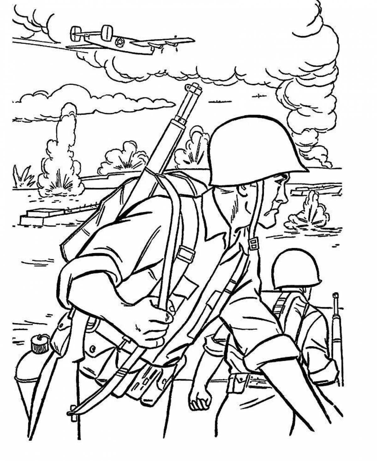 Cute coloring book great patriotic war for kids