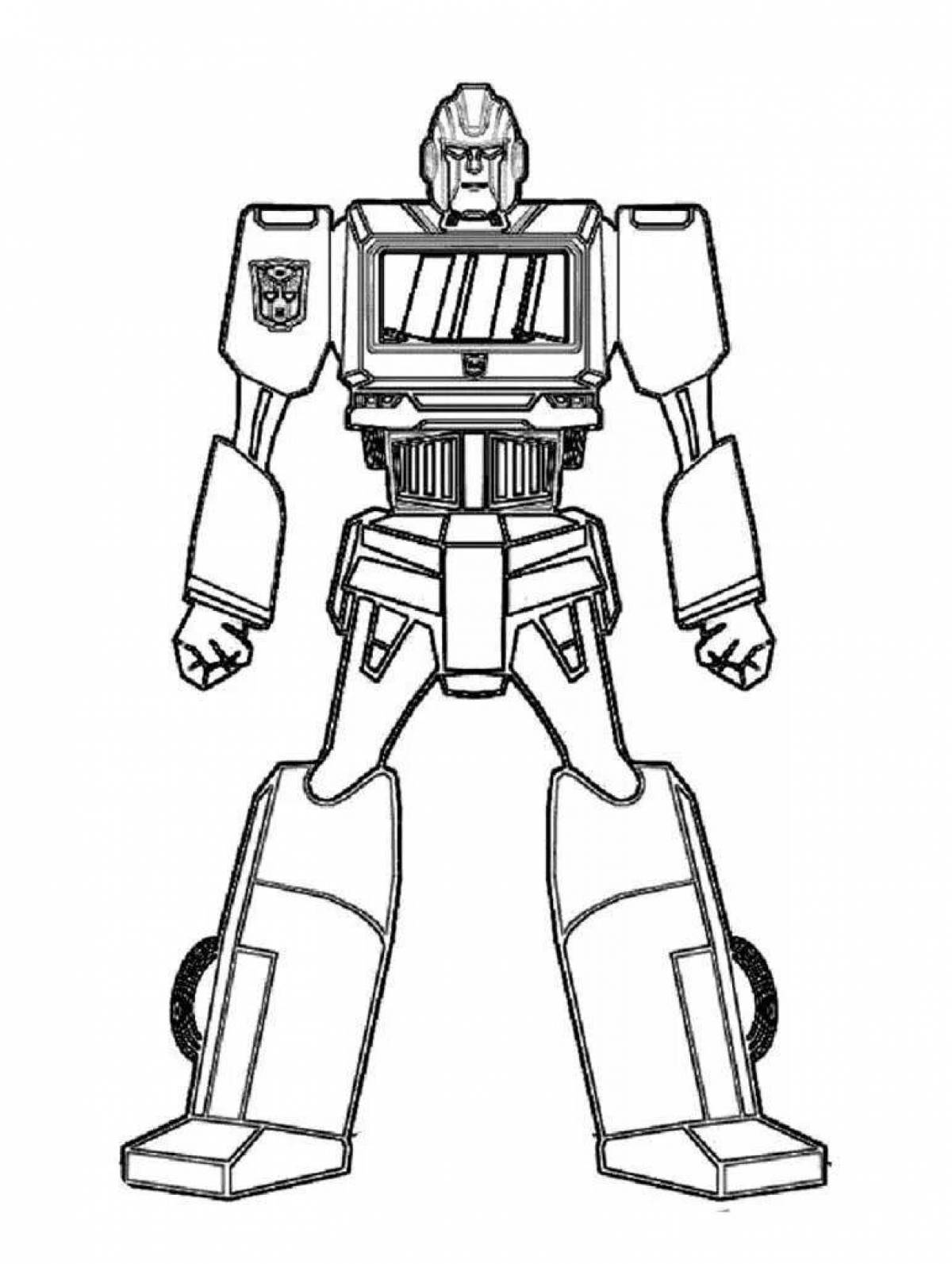 Colorful transforming robot coloring page for kids