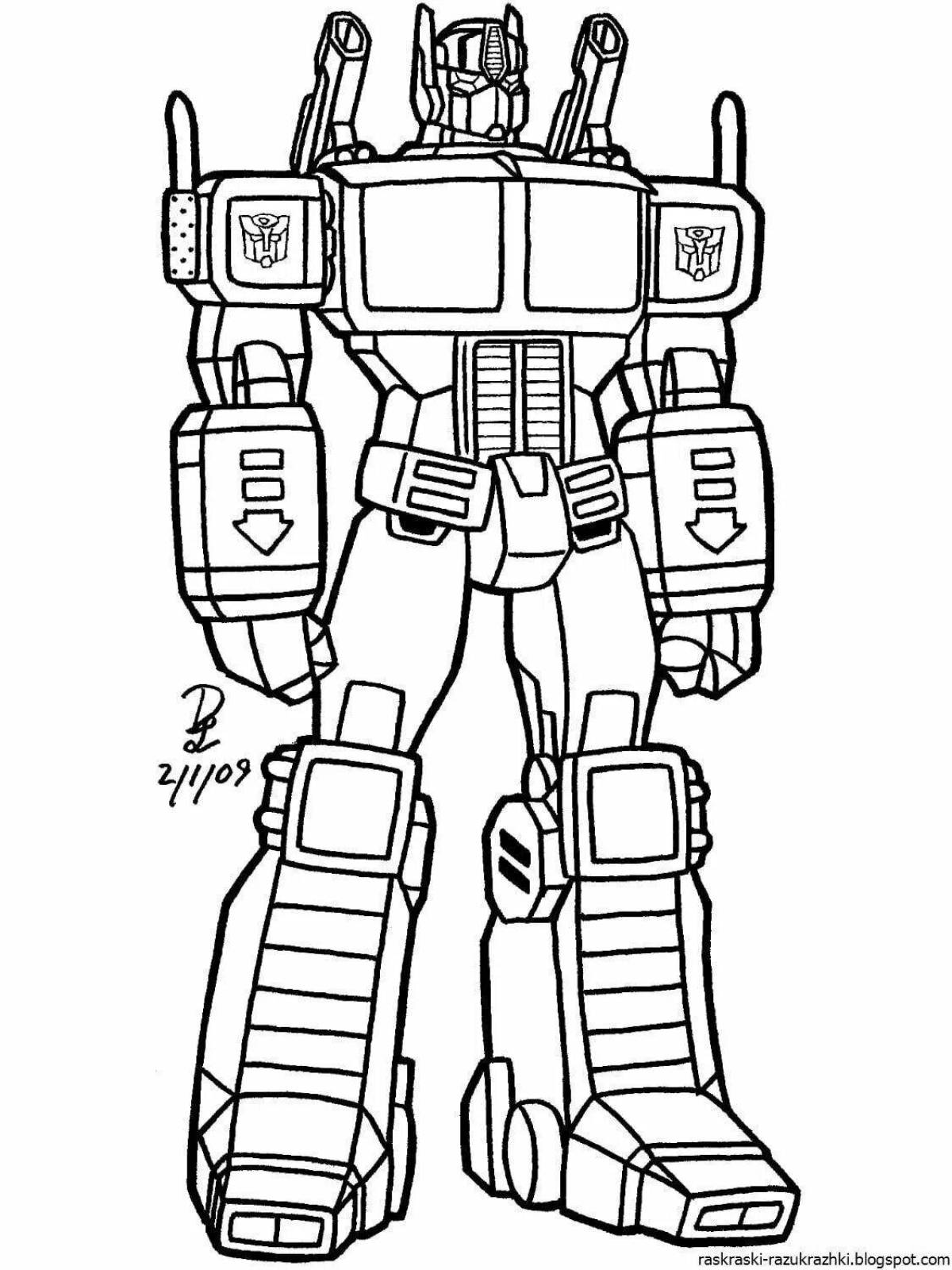 A fun transforming robot coloring page for kids