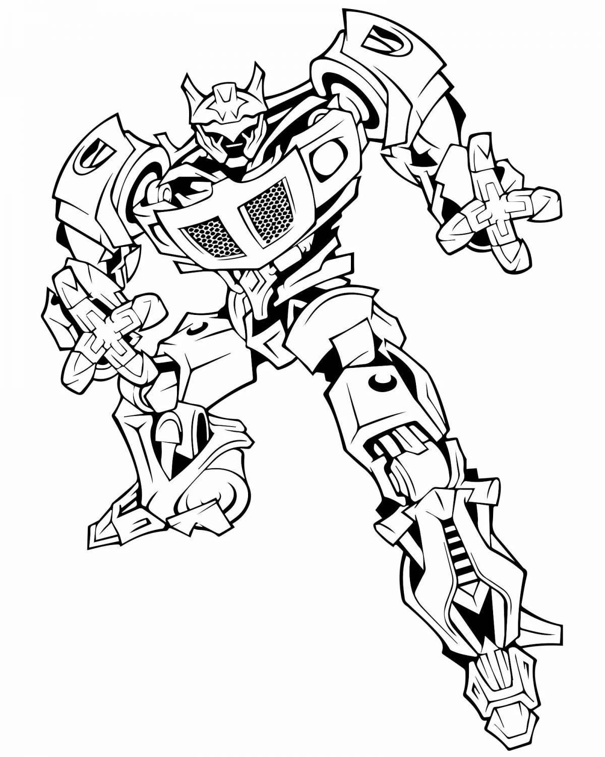 Vibrant transforming robot coloring page for kids