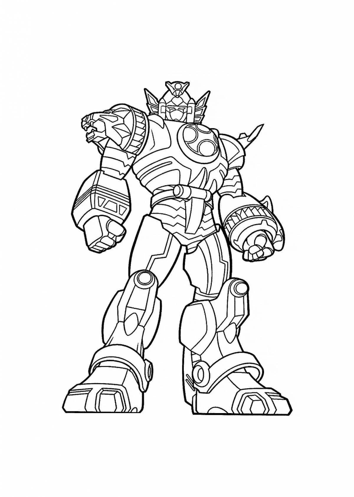 Funny transforming robot coloring page for kids