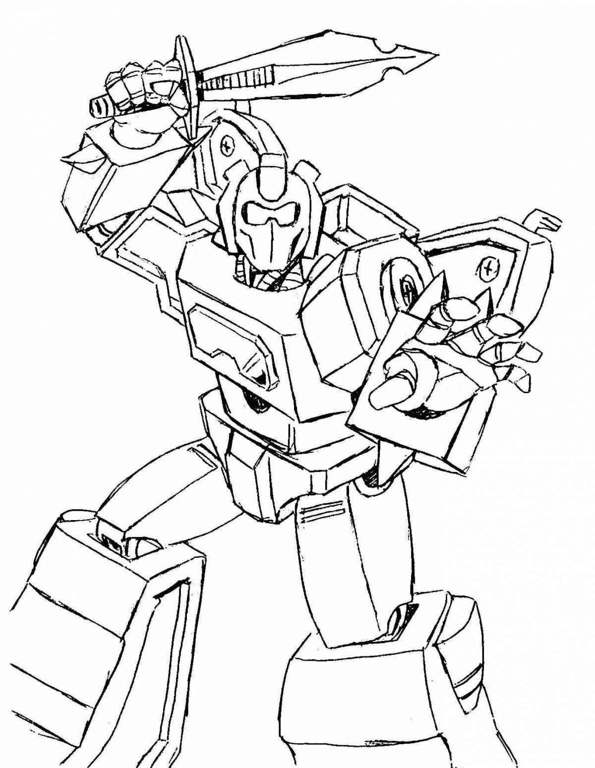 Transforming robot color-frenzy coloring pages for kids