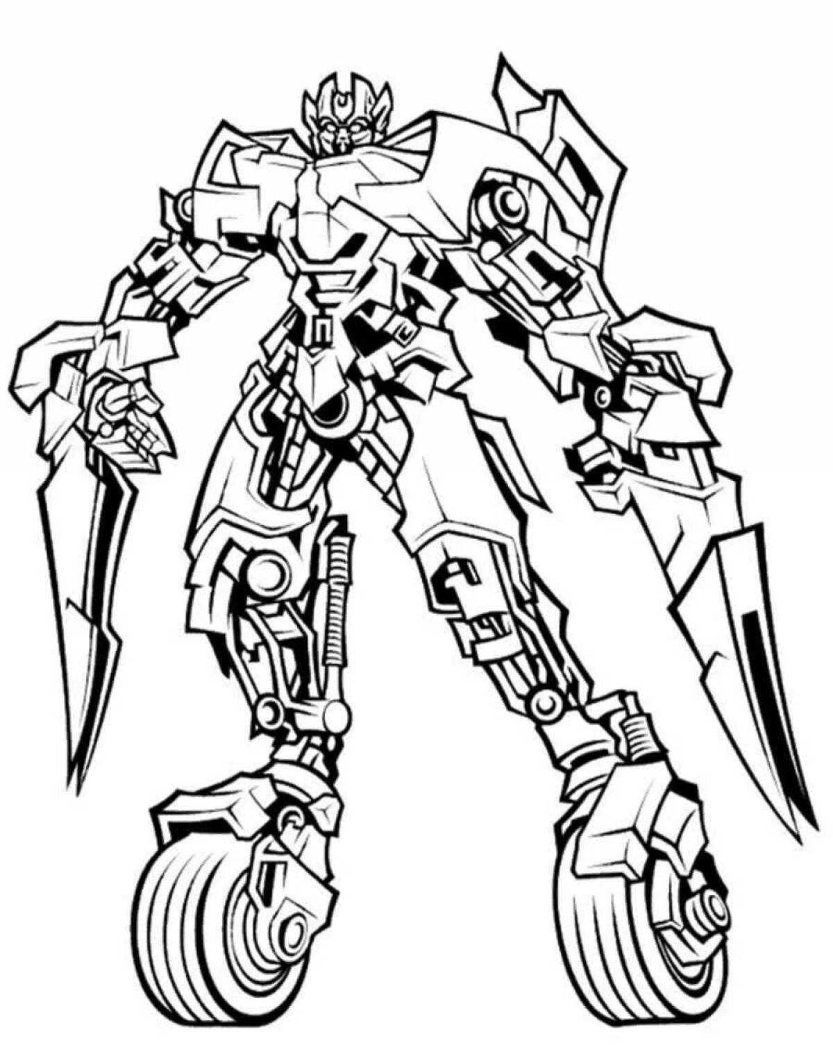 Colorful transforming robot coloring book for kids