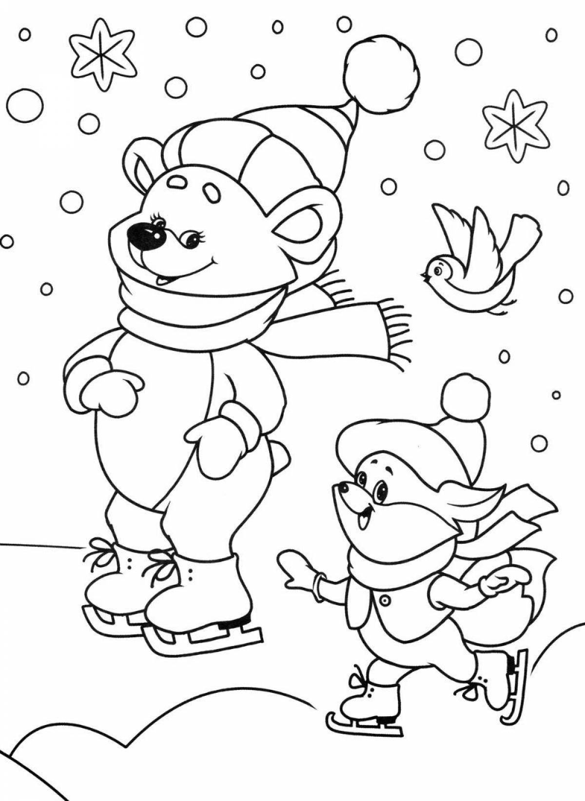 Glorious winter coloring book for children 4 years old