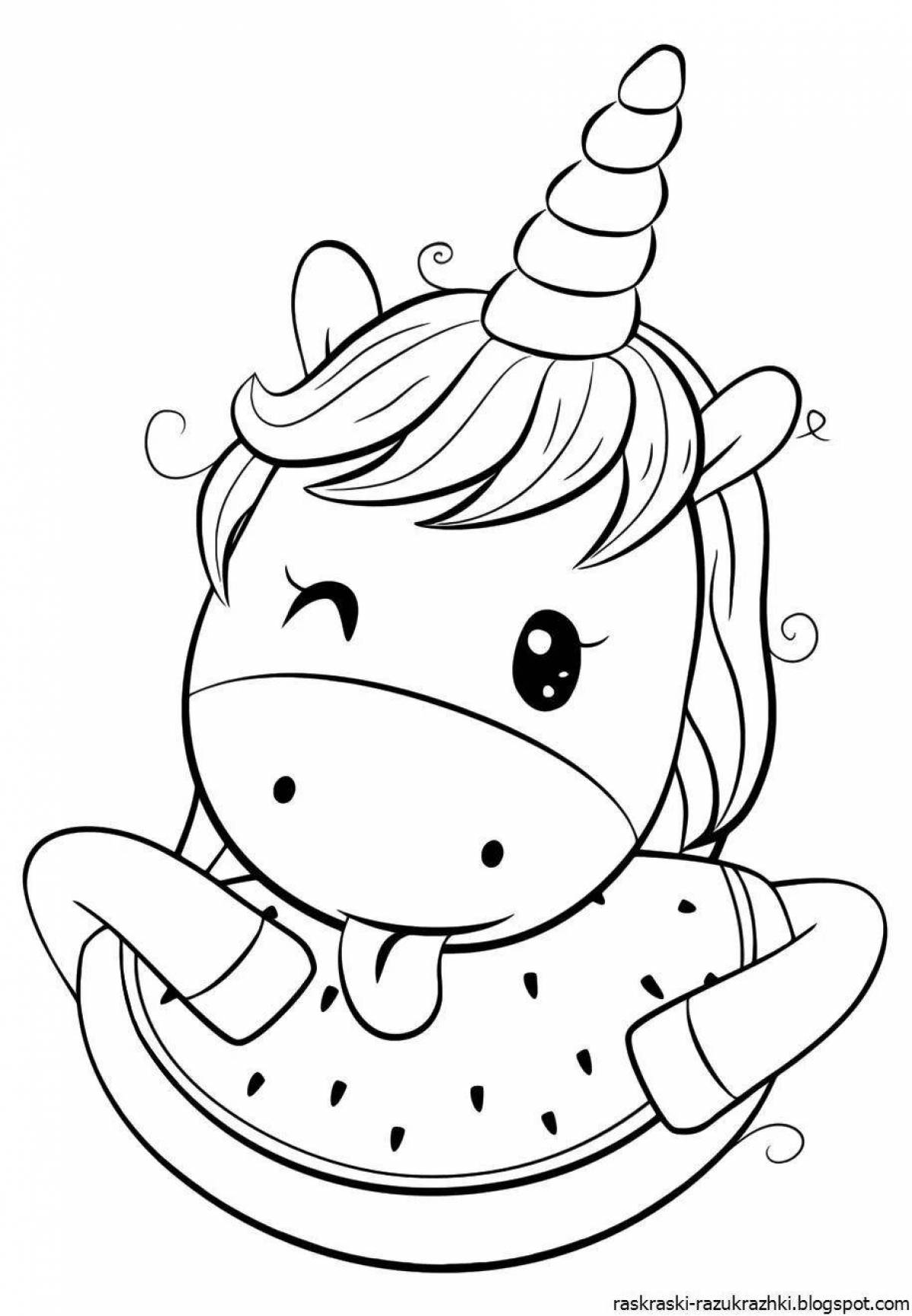 Happy unicorn coloring book for 5 year old girls