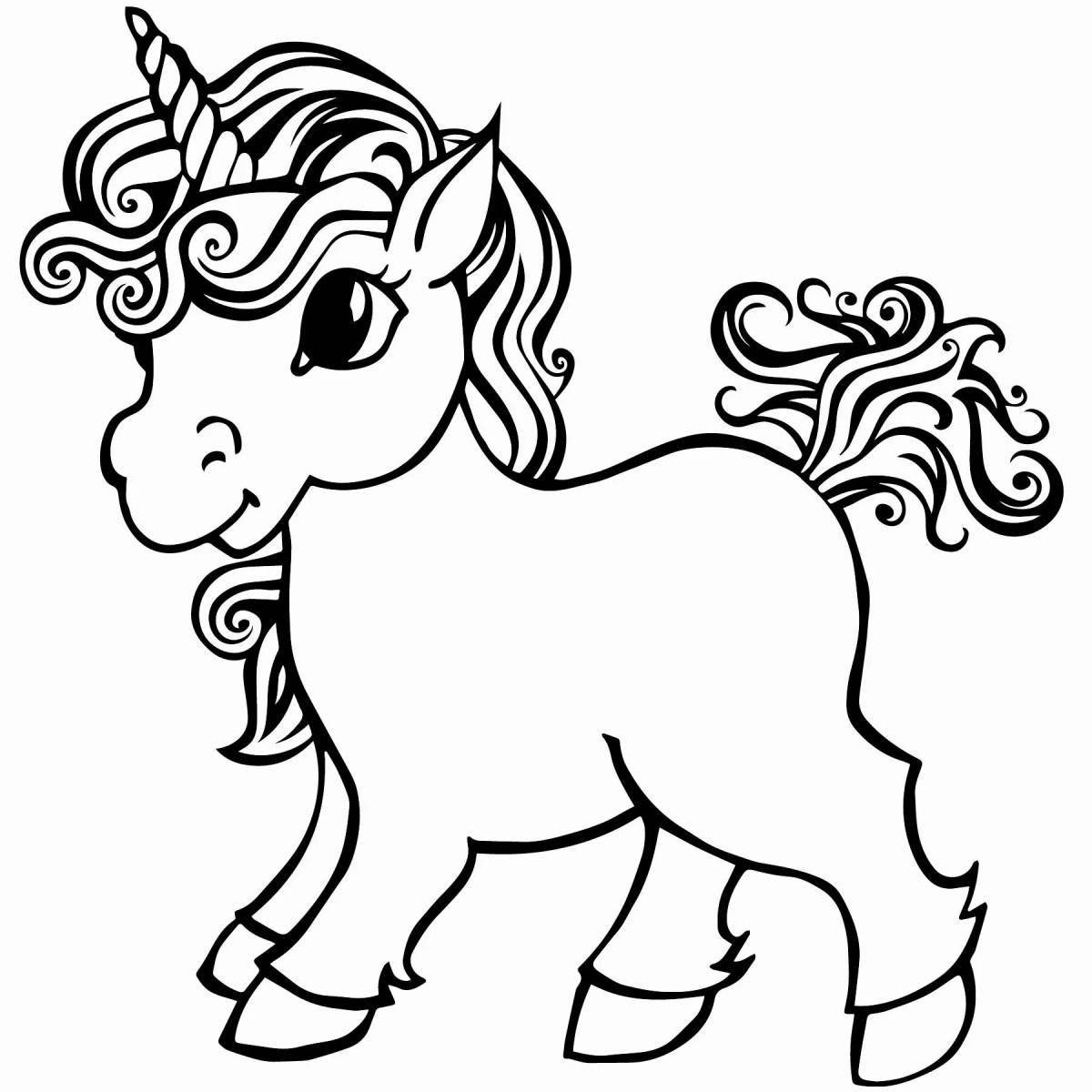 Cute unicorn coloring book for 5 year old girls