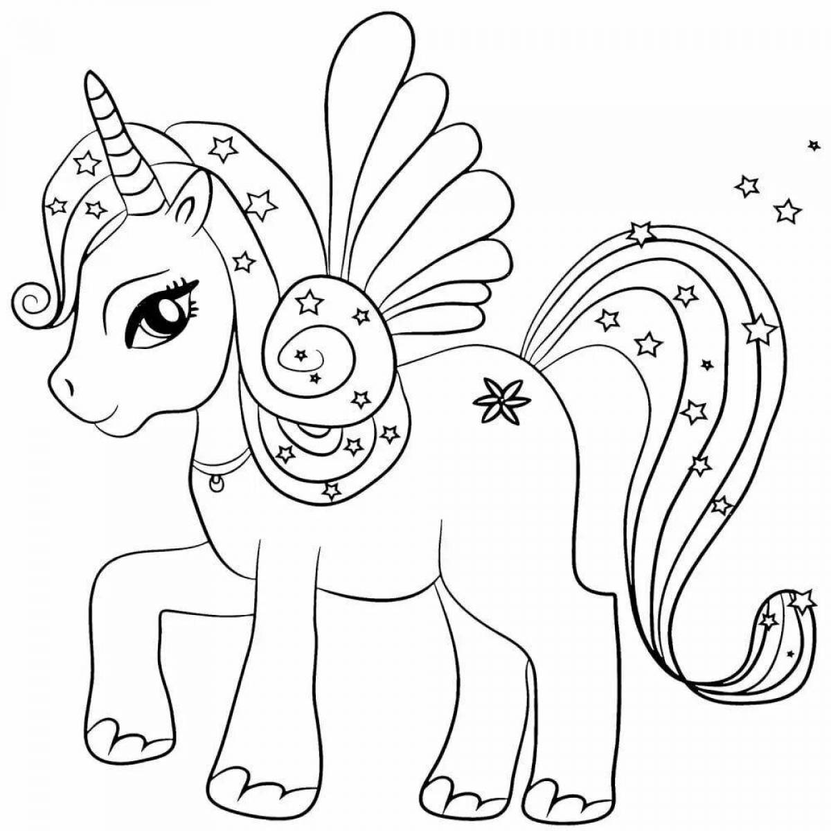 Shiny unicorn coloring book for 5 year old girls