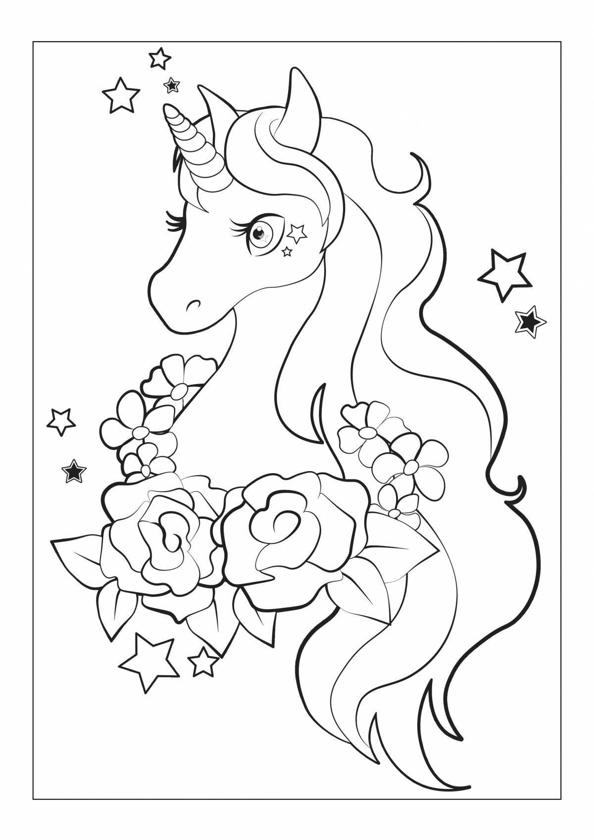 Fine unicorn coloring book for 5 year old girls