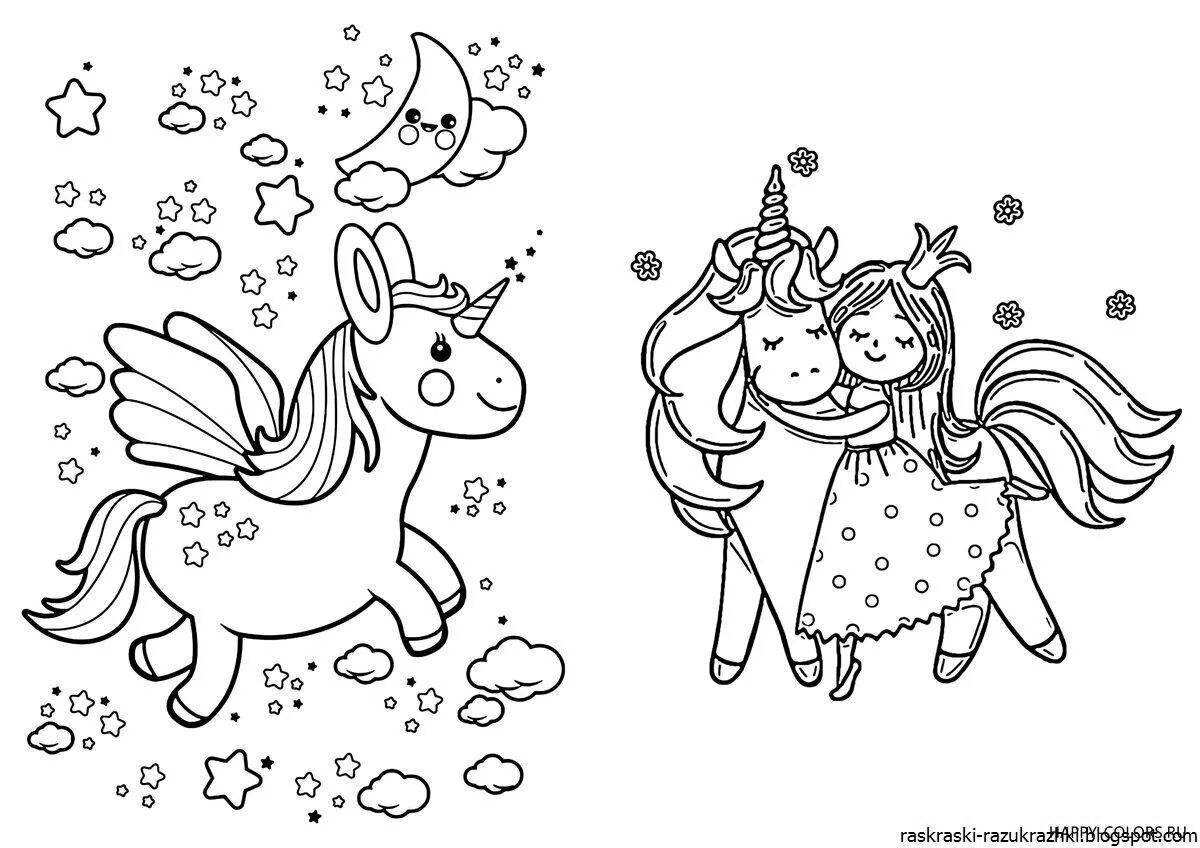 Fancy unicorn coloring book for 5 year old girls