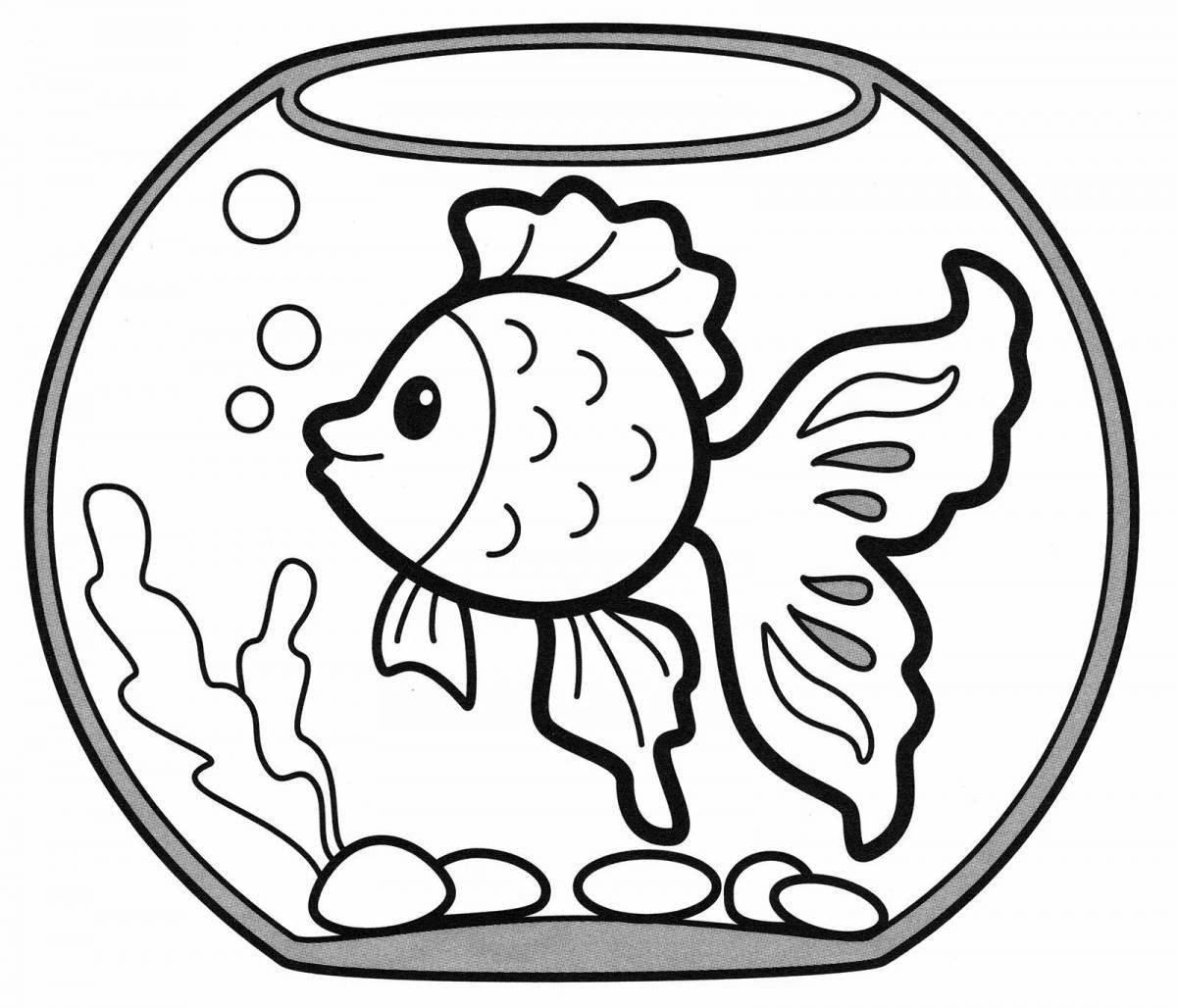 Glitter aquarium fish coloring book for kids