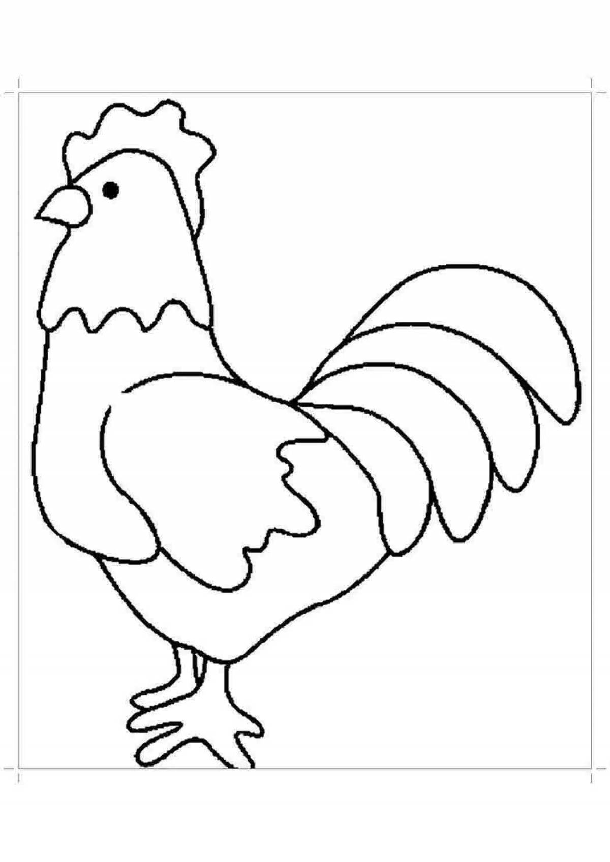 Coloring cute rooster for children 3-4 years old