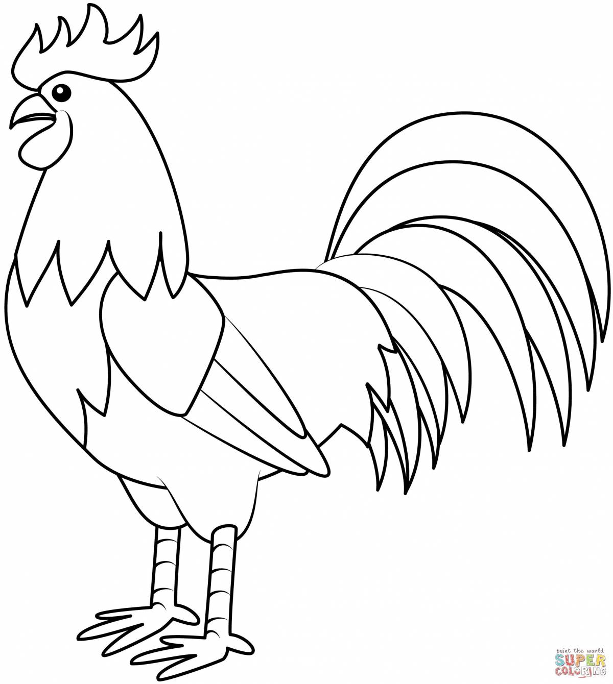 Creative coloring rooster for children 3-4 years old