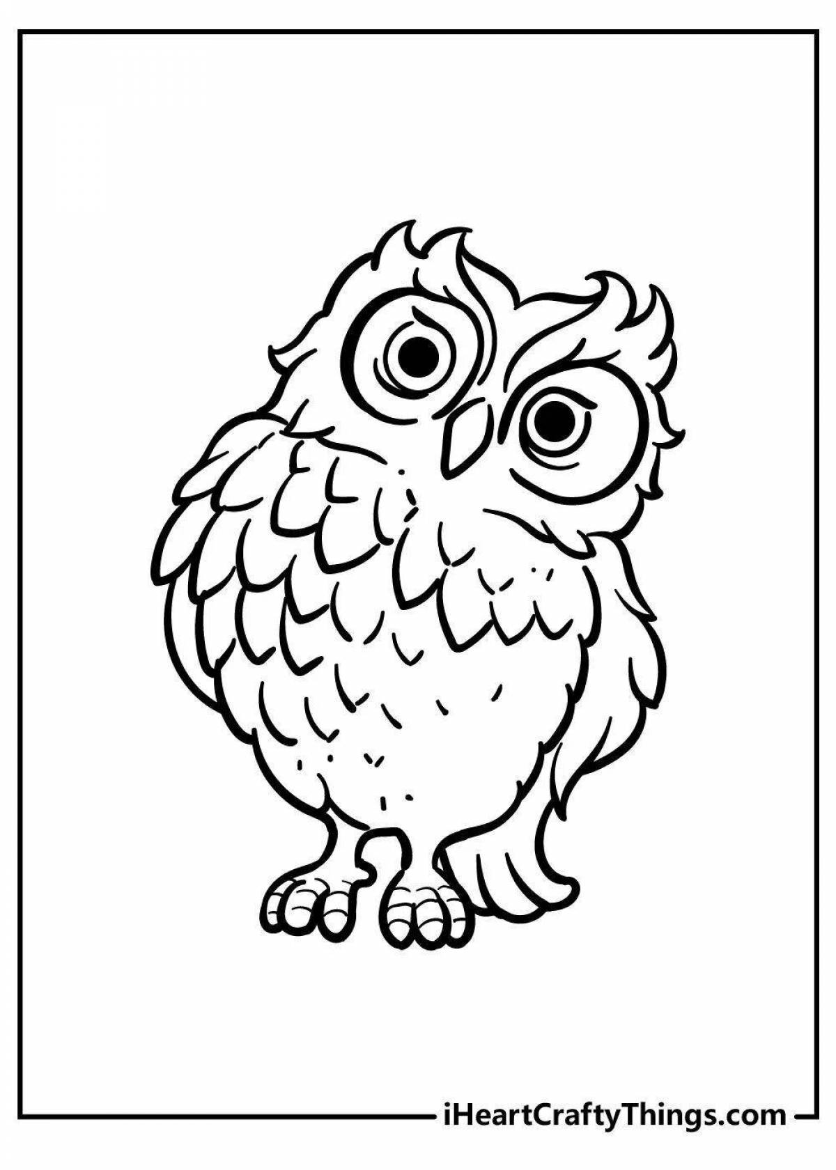 Colorful owl coloring page for 6-7 year olds