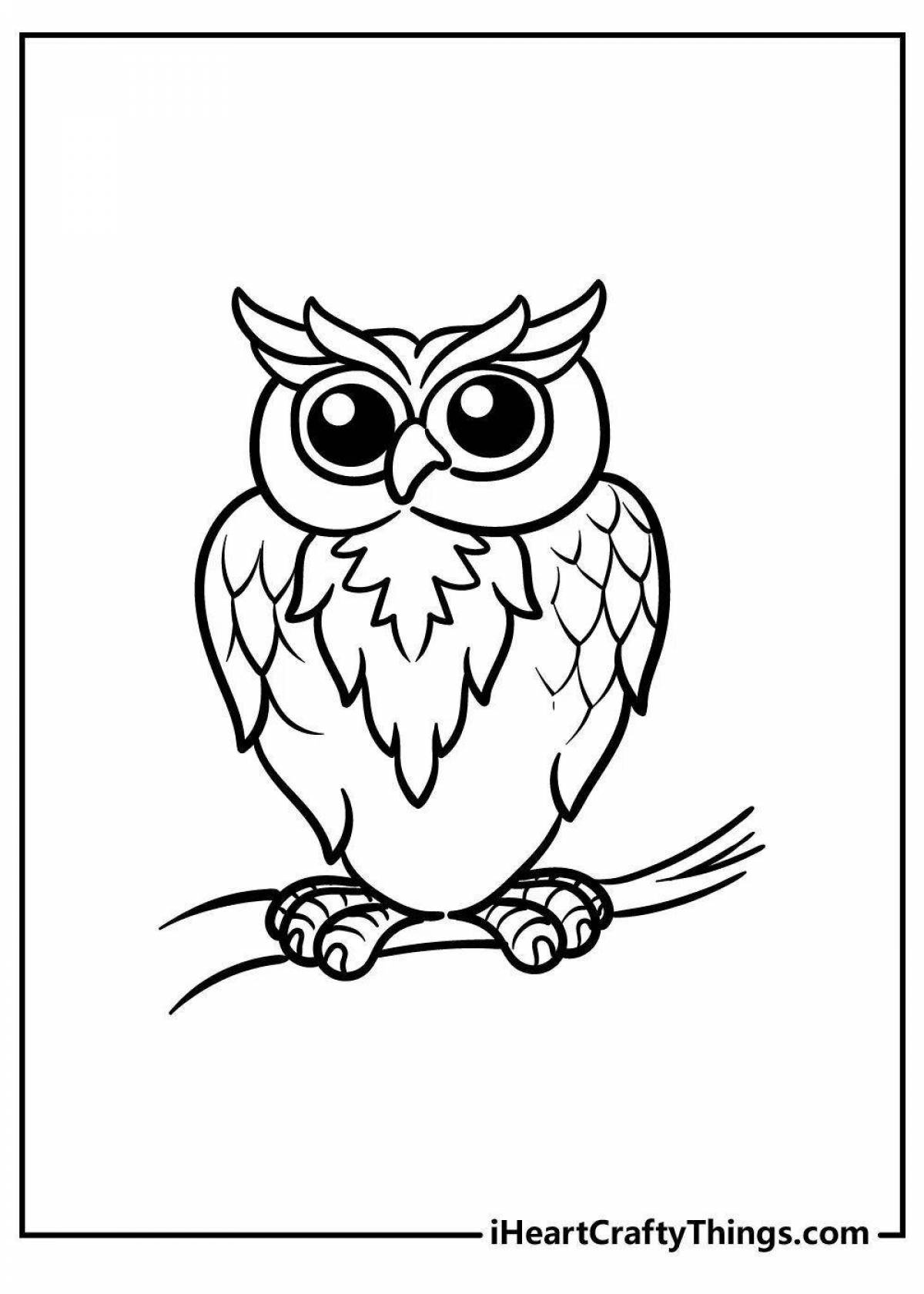 Joyful owl coloring book for children 6-7 years old