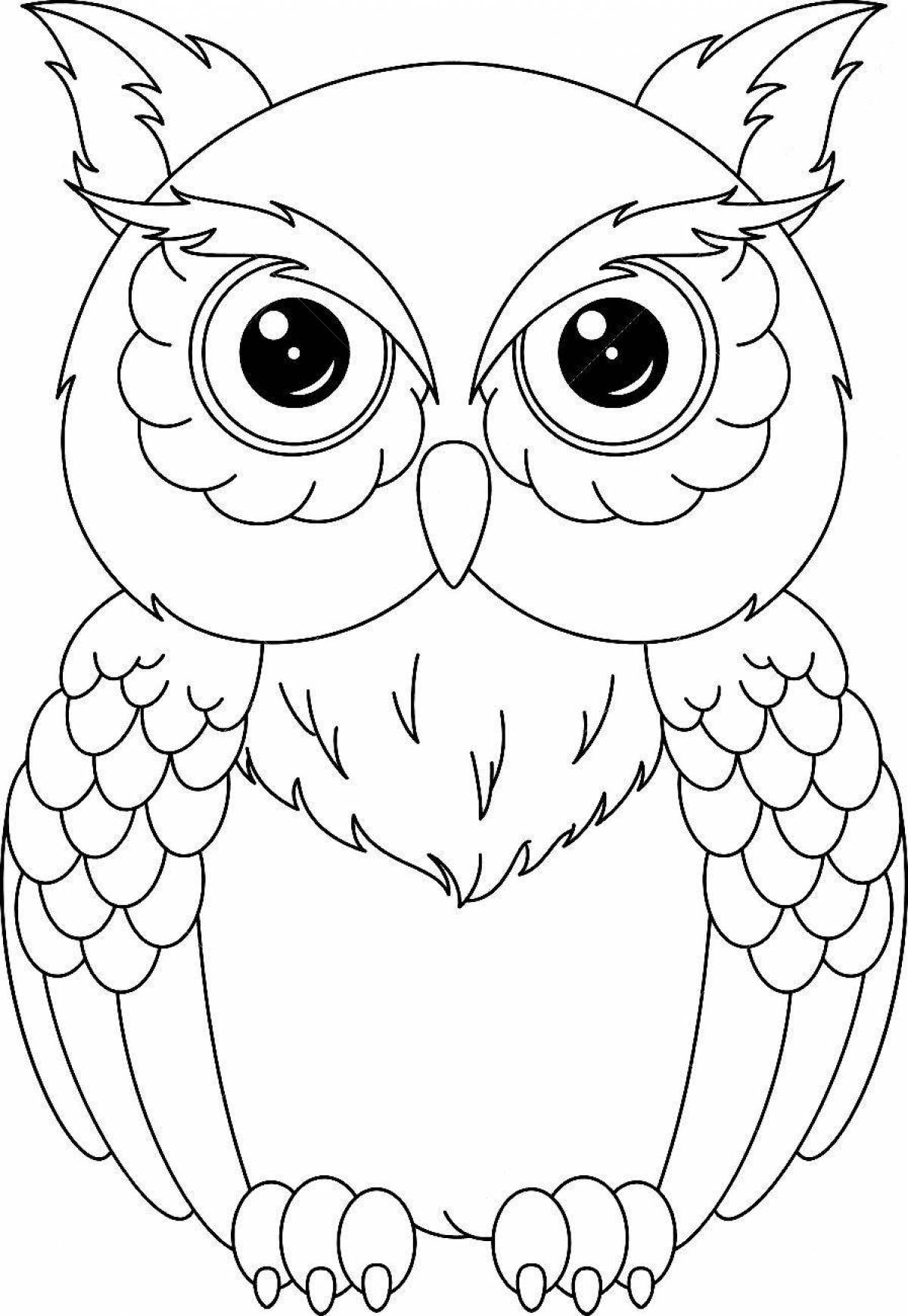 Cute owl coloring book for 6-7 year olds