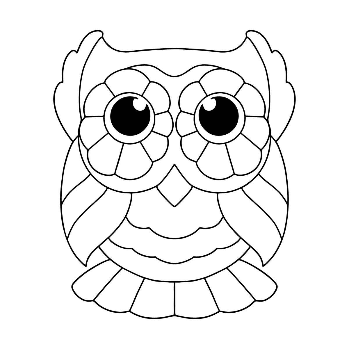 Coloring book joyful owl for children 6-7 years old