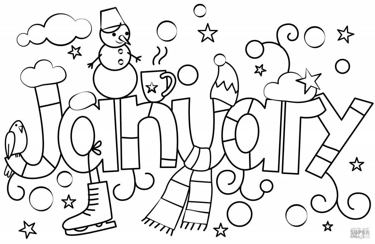 Children's january coloring book for kids