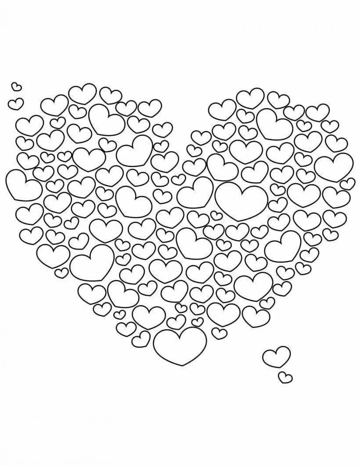 Playful heart coloring page for 5-6 year olds