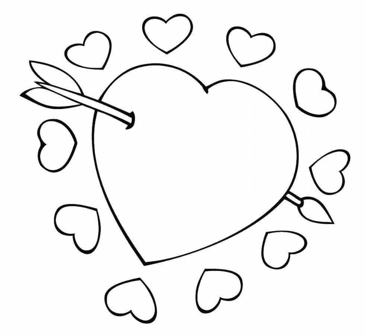 Coloring heart with colored splashes for children 5-6 years old