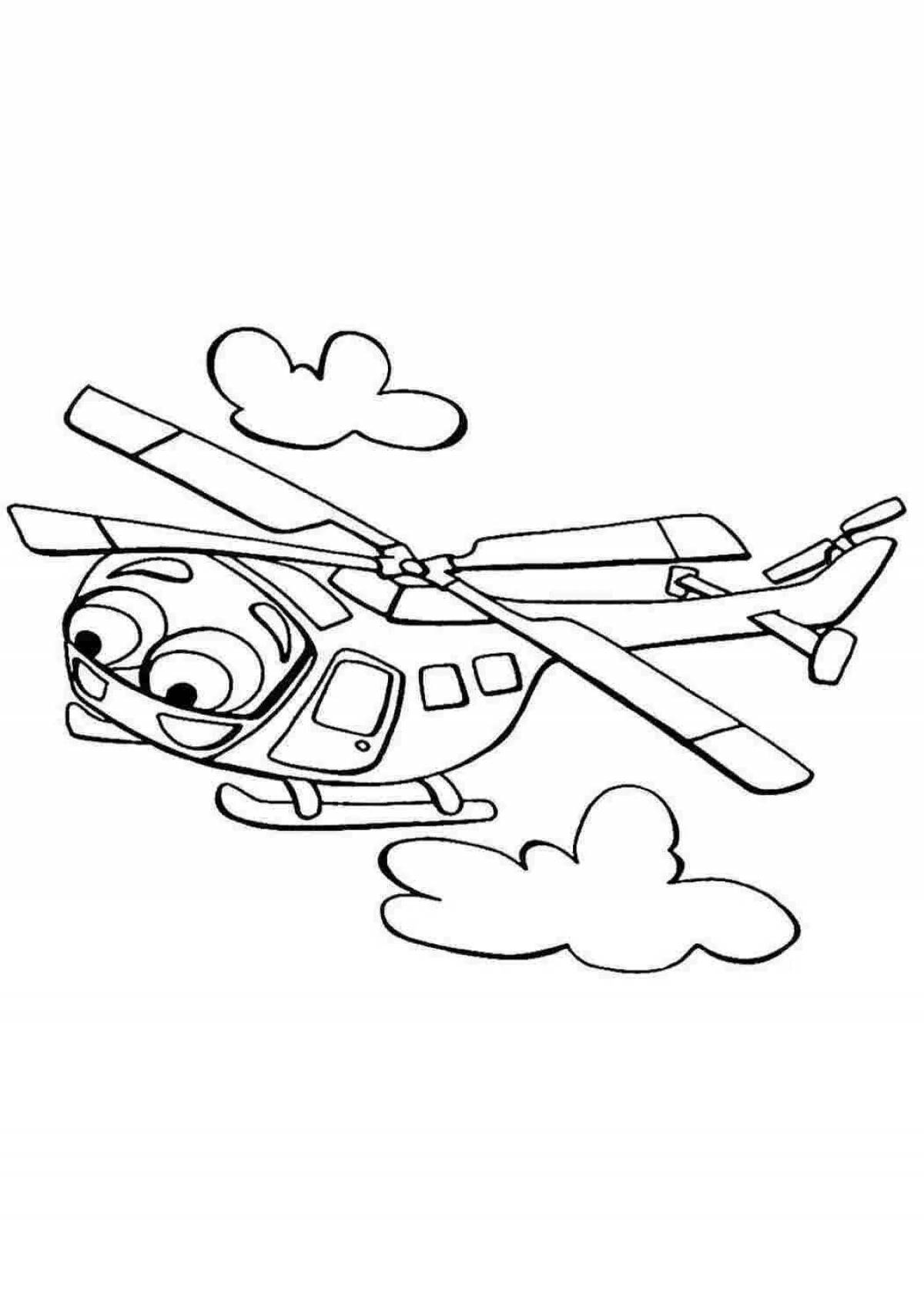 Amazing helicopter coloring page for 6-7 year olds