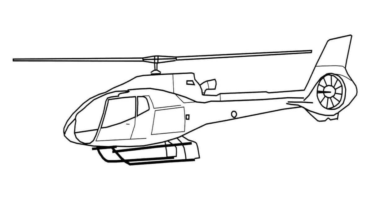 Adorable helicopter coloring page for 6-7 year olds