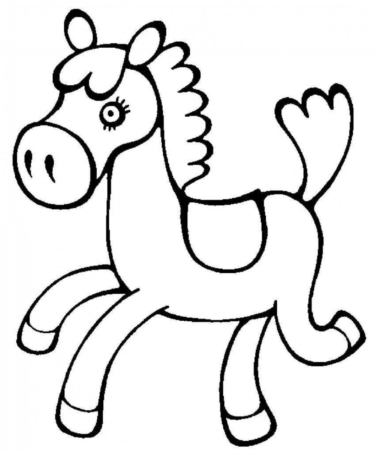 Coloring page cute horse for 3-4 year olds