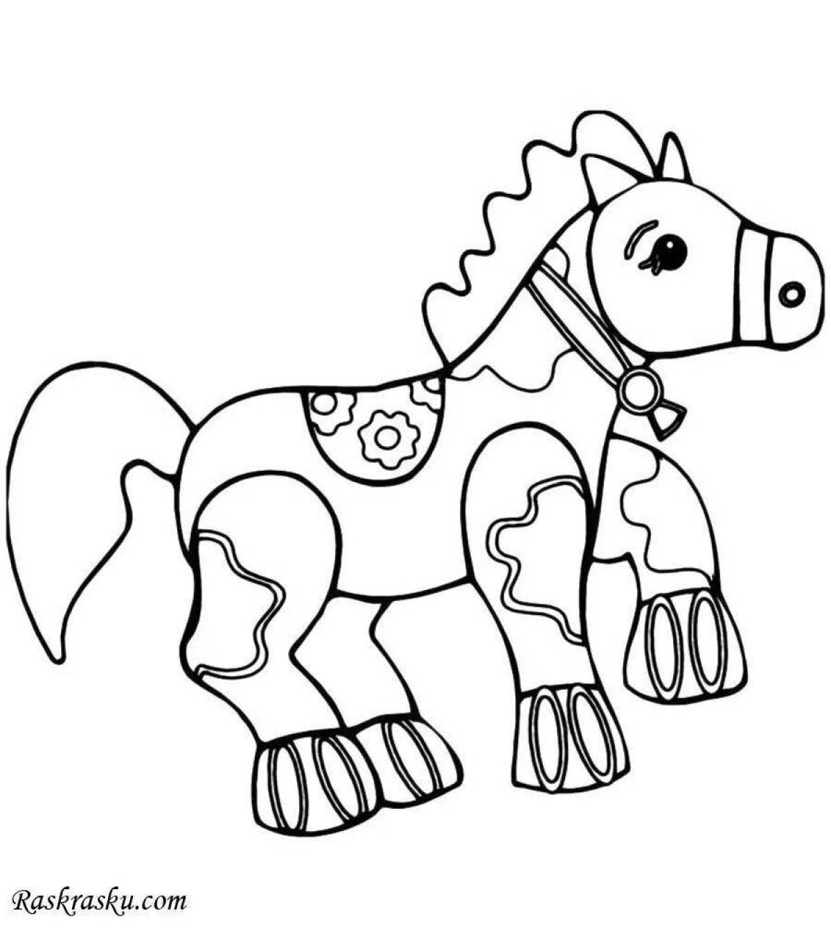 Чудесная лошадь-раскраска для детей 3-4 лет