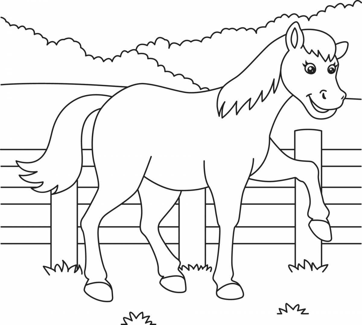 Раскраска фантастическая лошадь для детей 3-4 лет