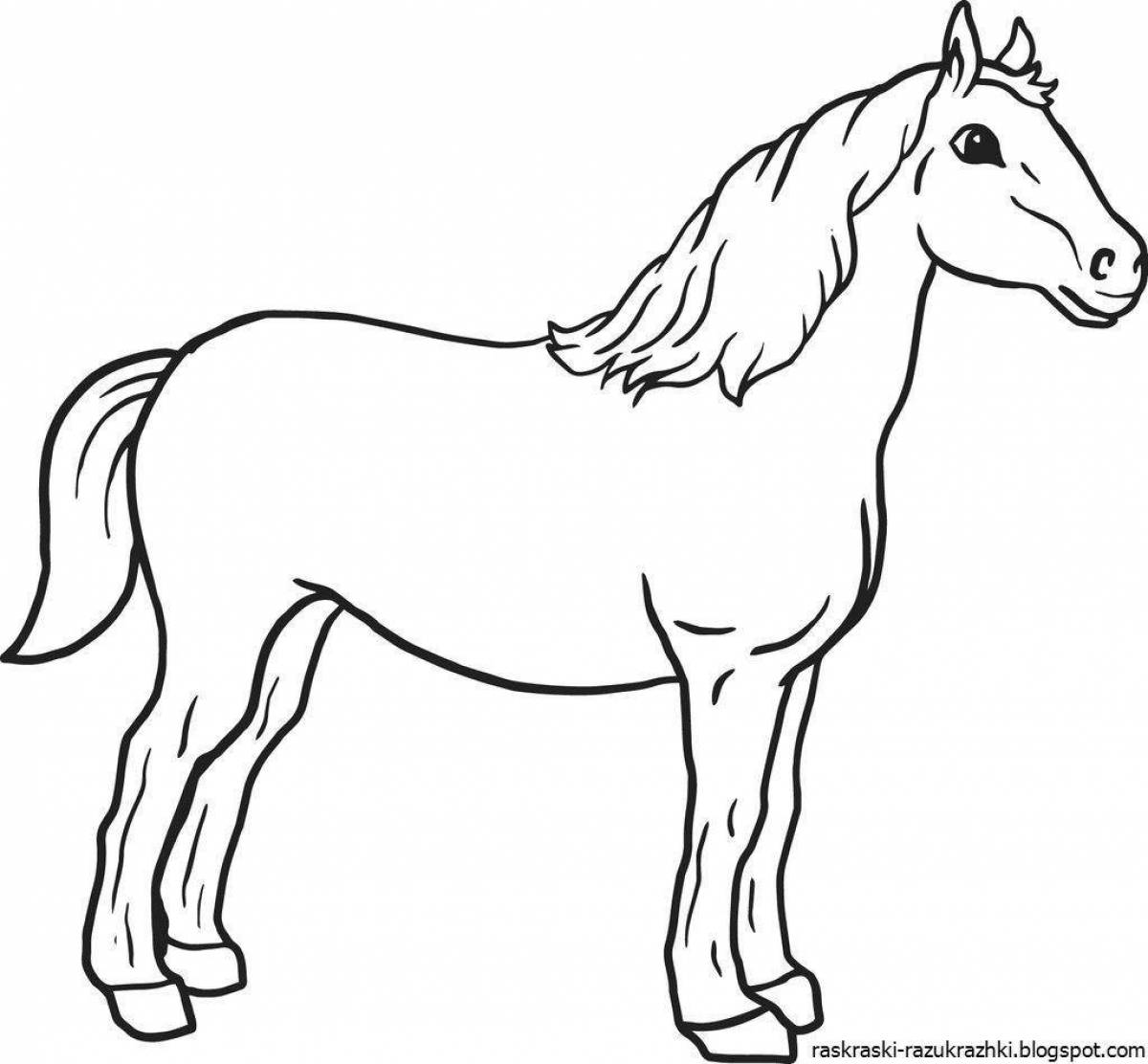 Coloring big horse for children 3-4 years old