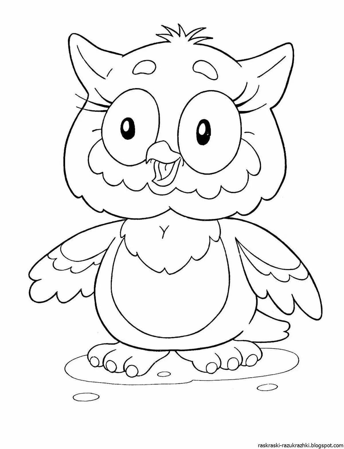 Bright owl coloring book for 3-4 year olds