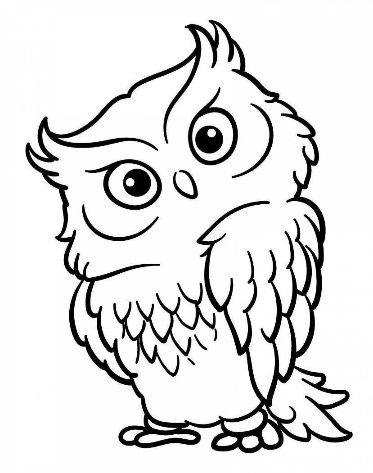 Playful owl coloring book for 3-4 year olds