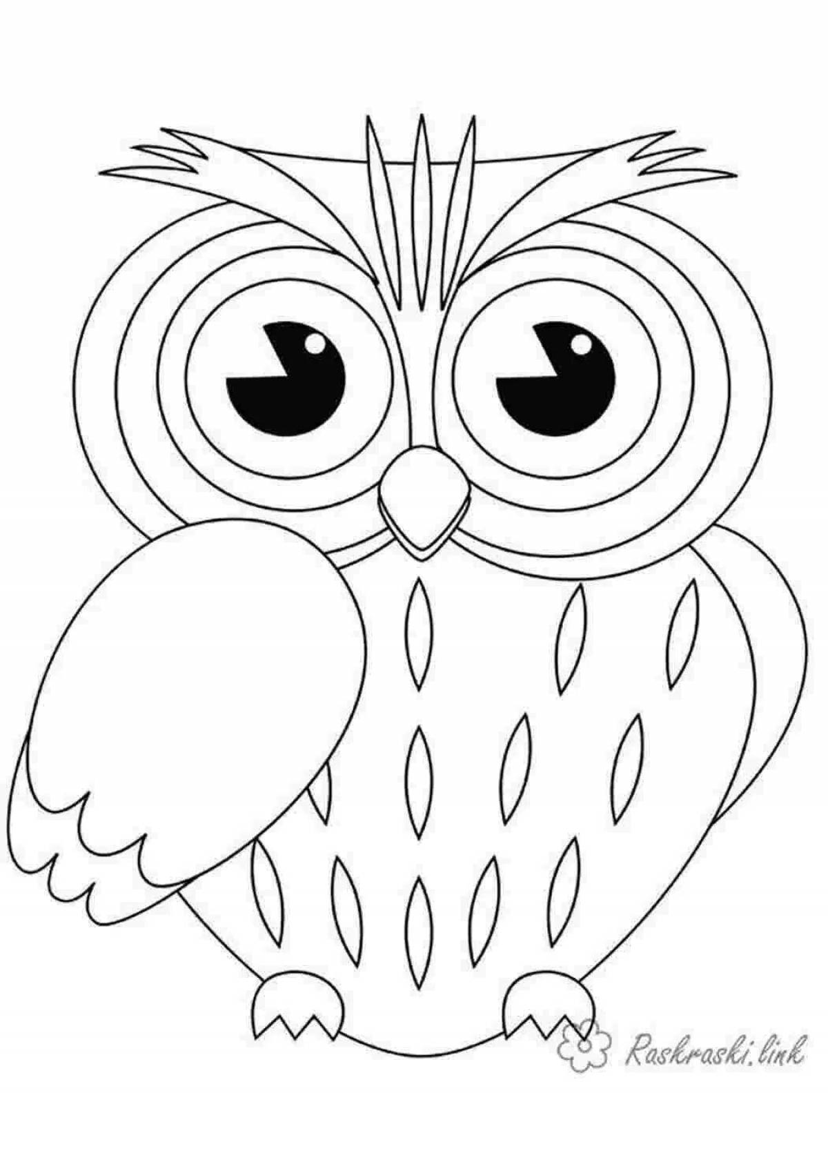 Coloring book cute owl for 3-4 year olds