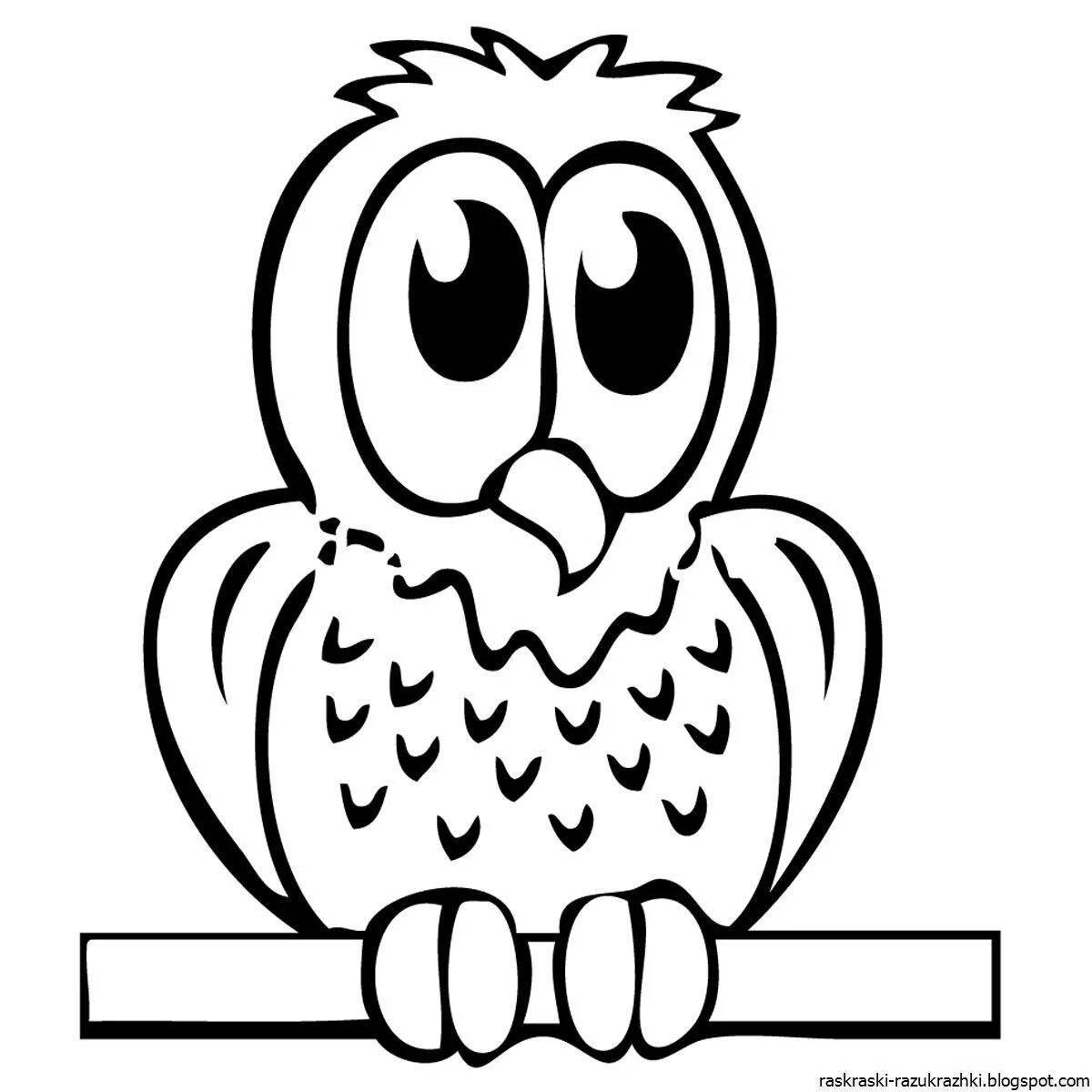 Fancy owl coloring book for 3-4 year olds