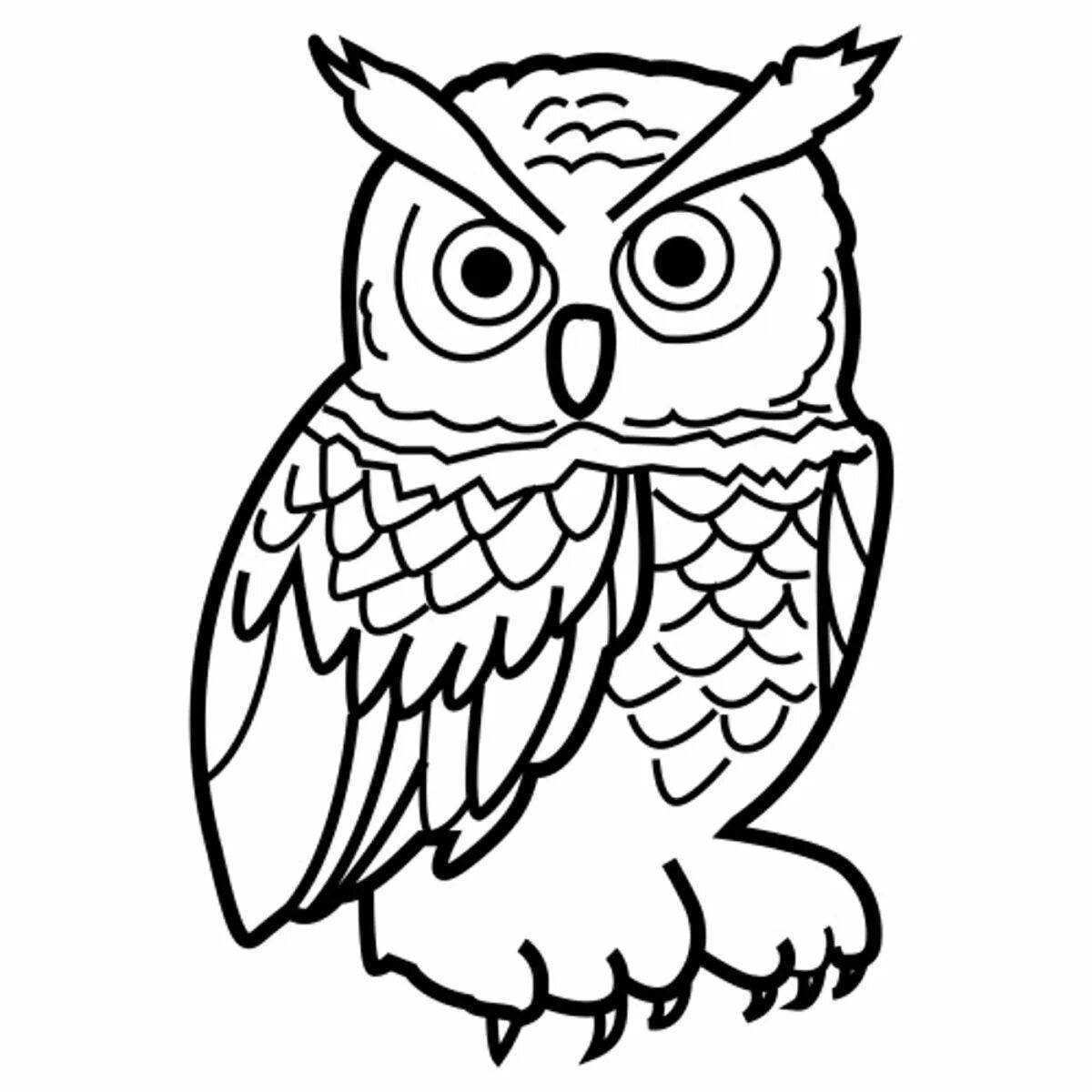 Cute owl coloring pages for 3-4 year olds