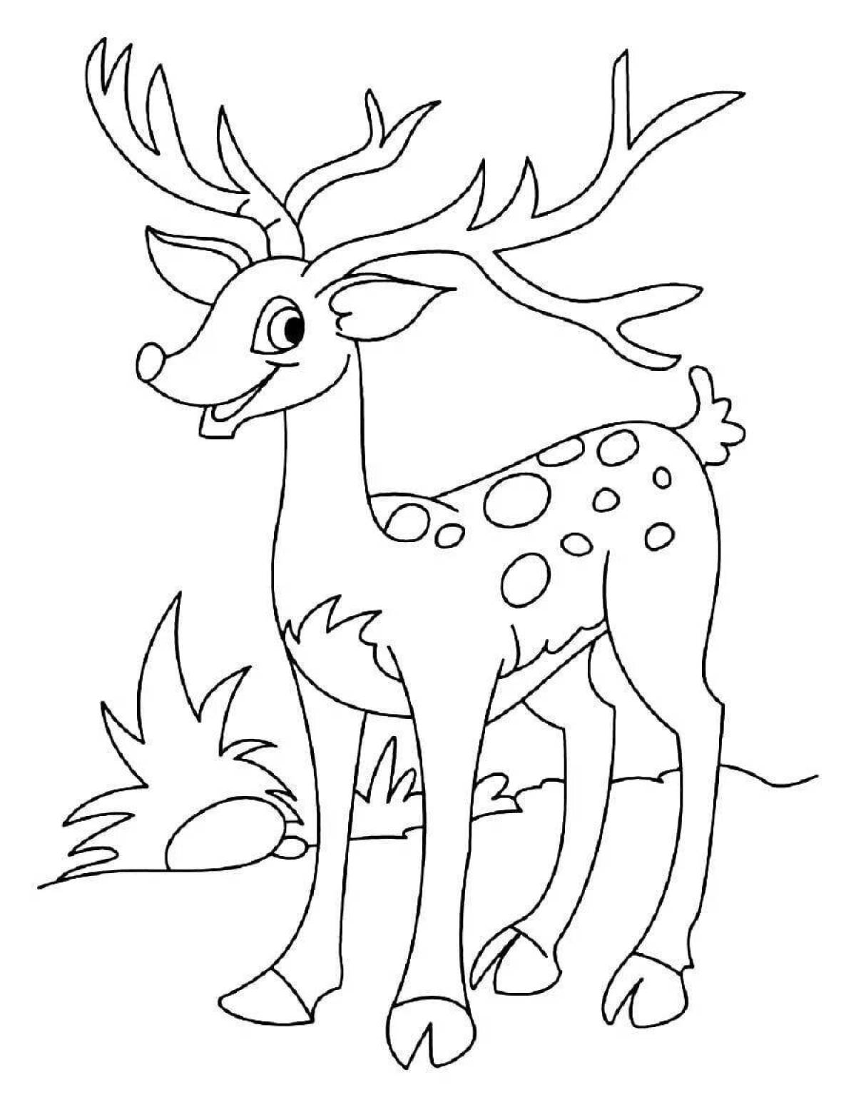 Joyful coloring deer for children 3-4 years old