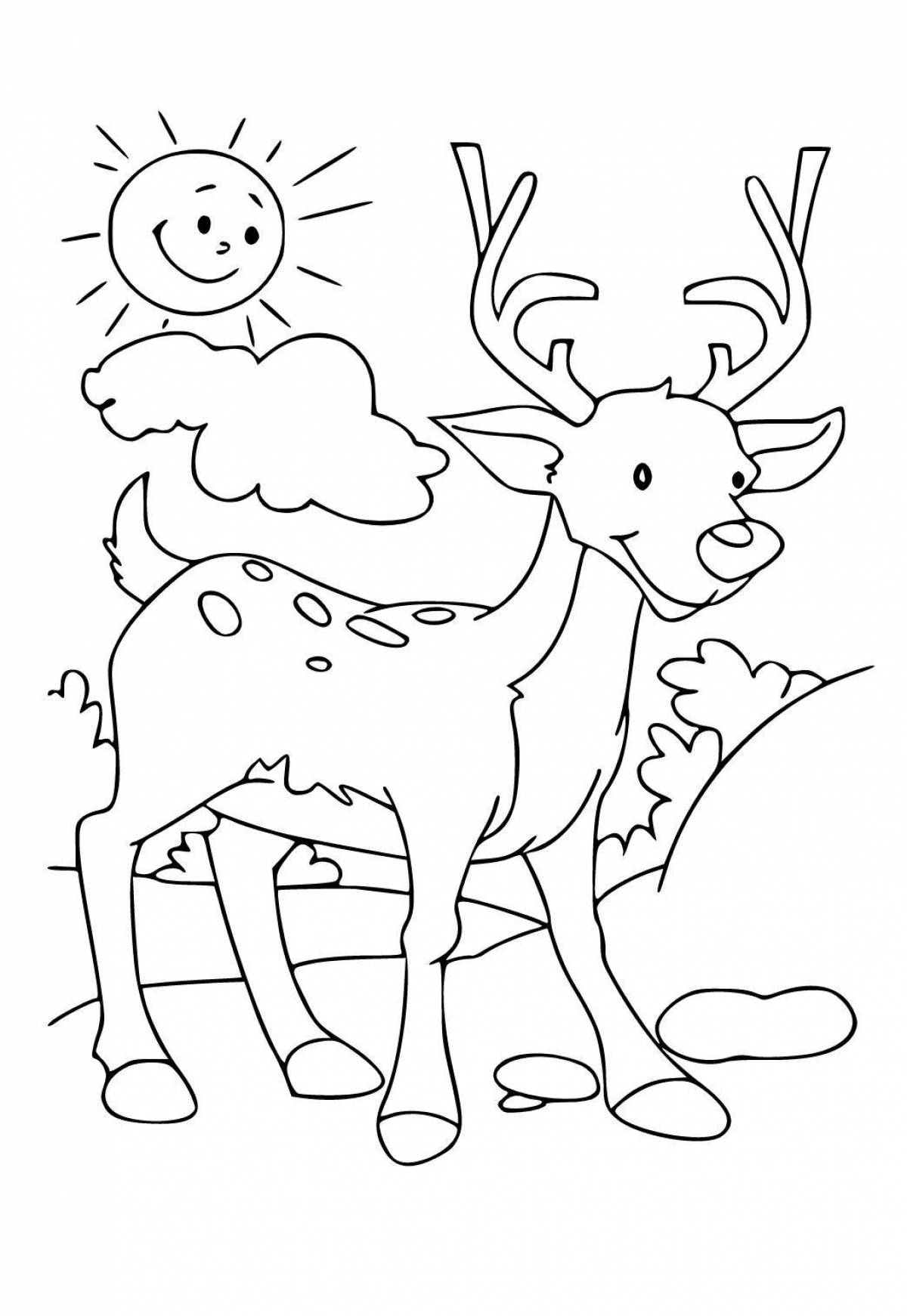 Фантастическая раскраска олень для детей 3-4 лет