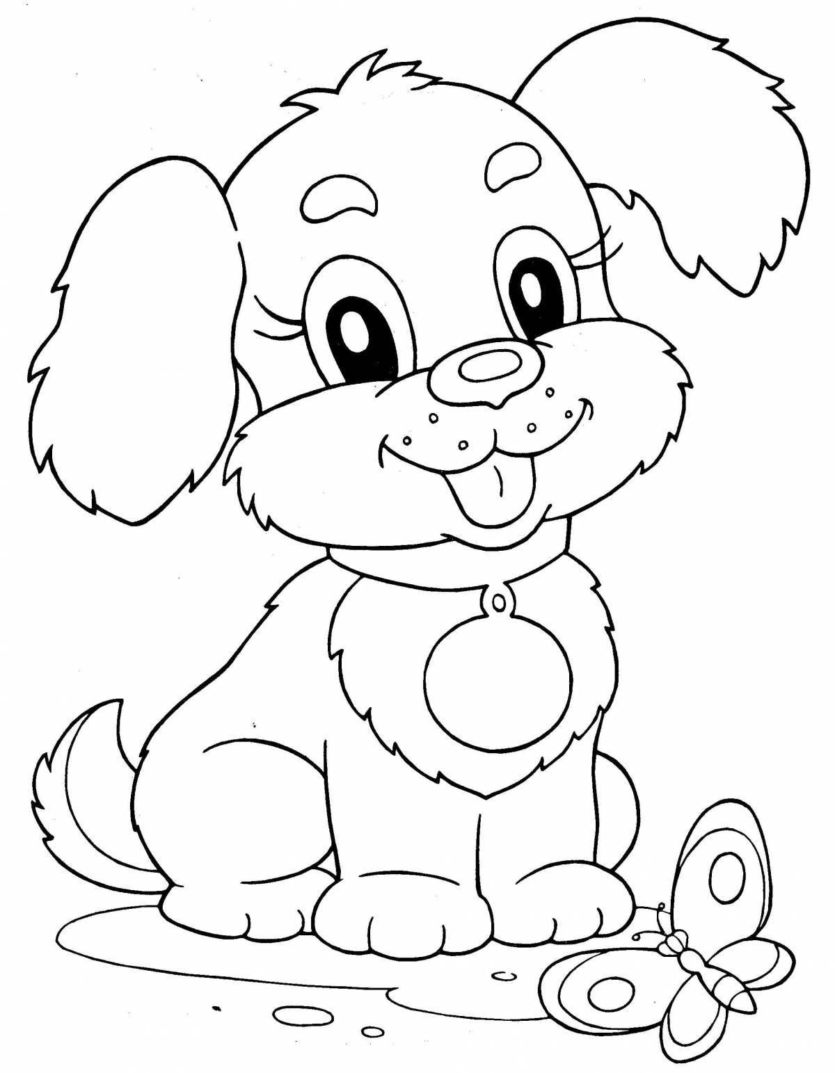 Playing puppy coloring page