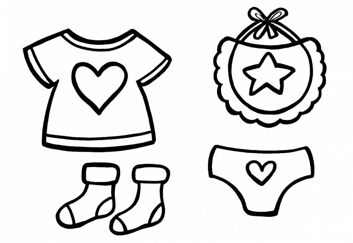 Coloring page of clothes for children 2-3 years old