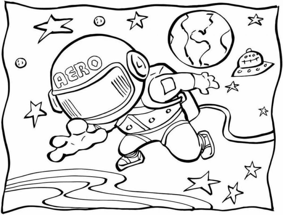 Colorful space coloring book for 5-6 year olds