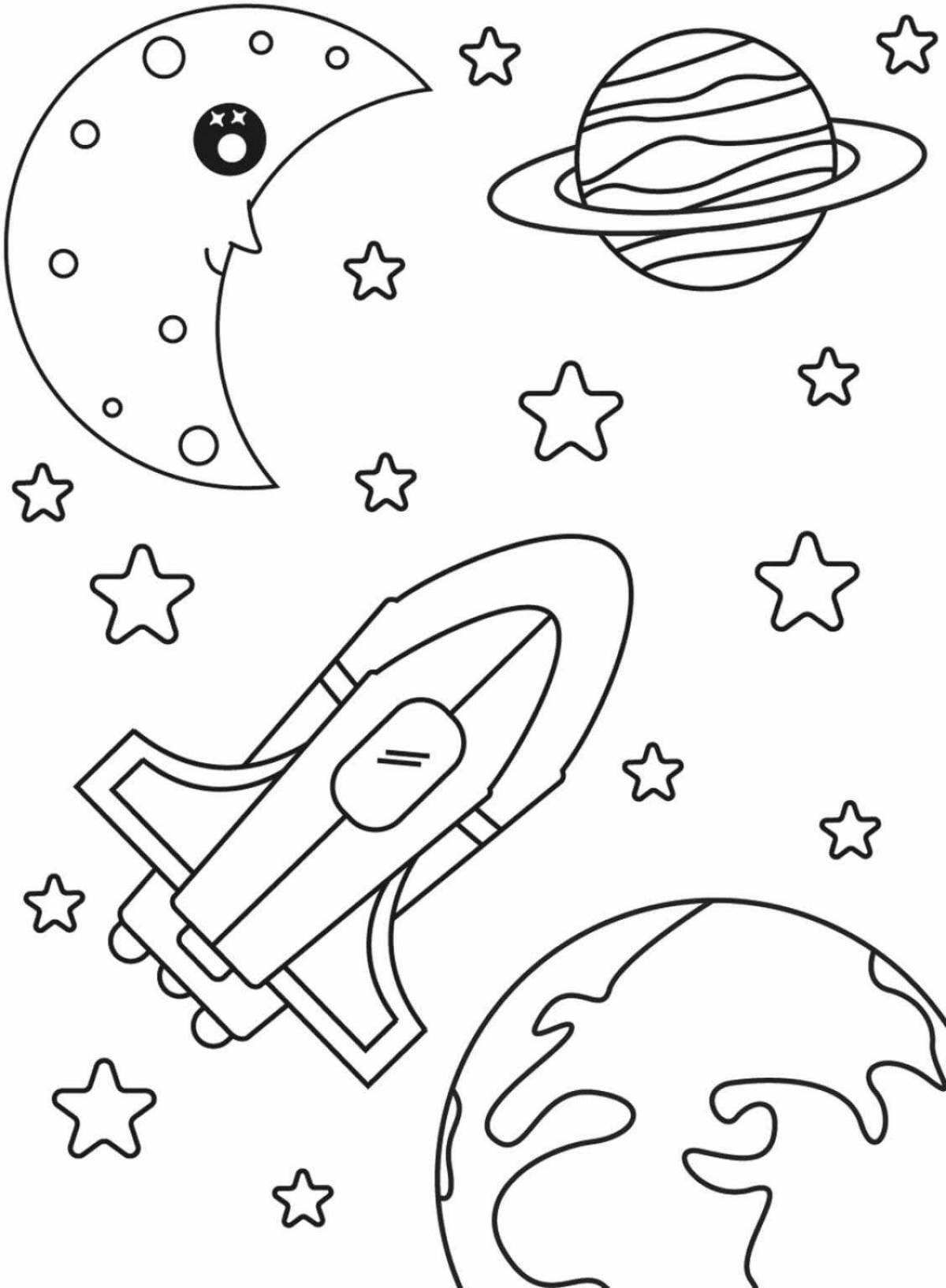 Fun space coloring book for 5-6 year olds