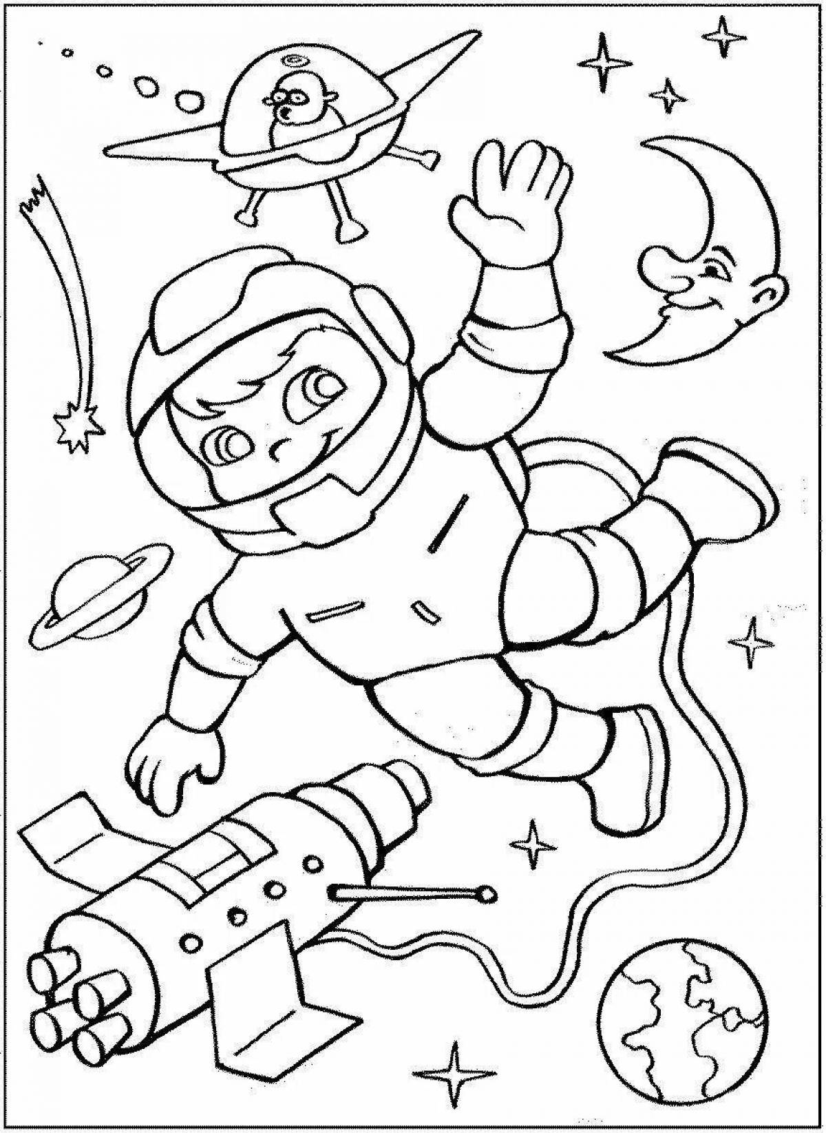 Bright space coloring book for kids 5-6 years old