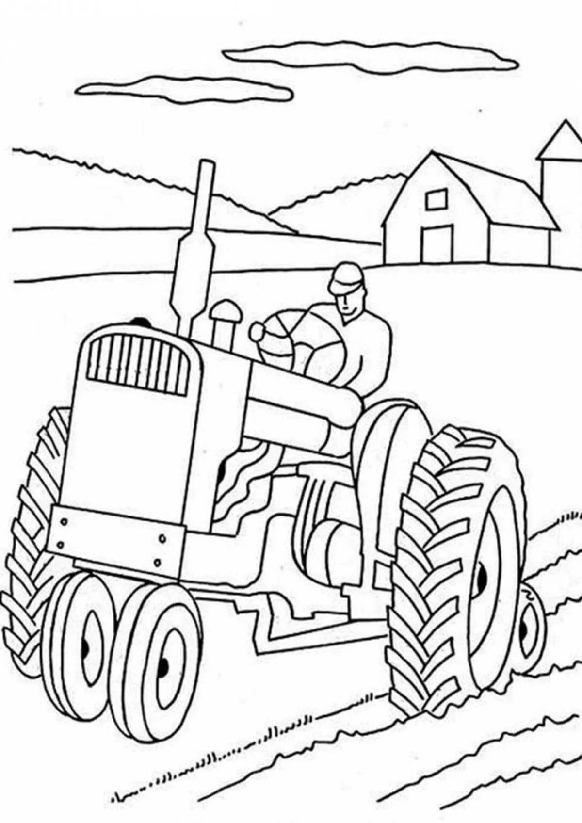 Coloring book funny harvester for the little ones