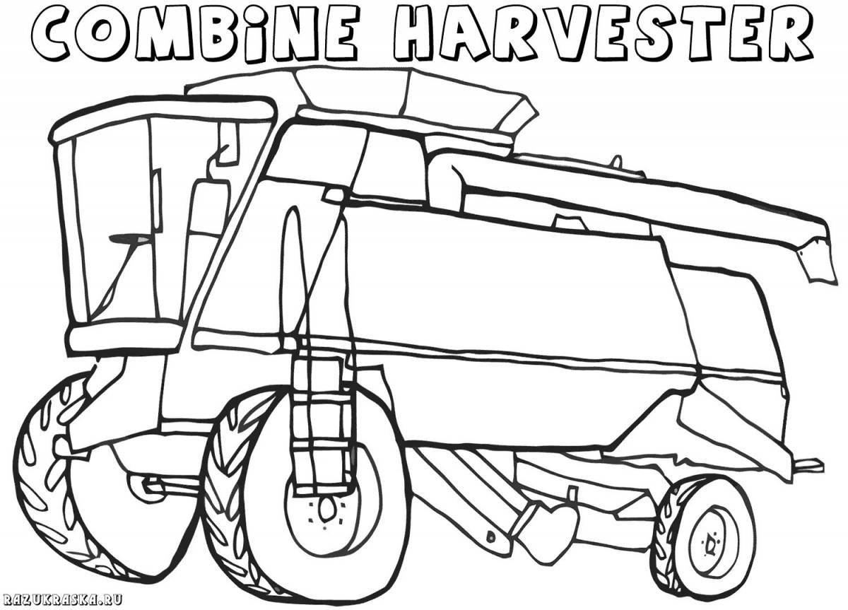 Adorable combine harvester coloring book for kids