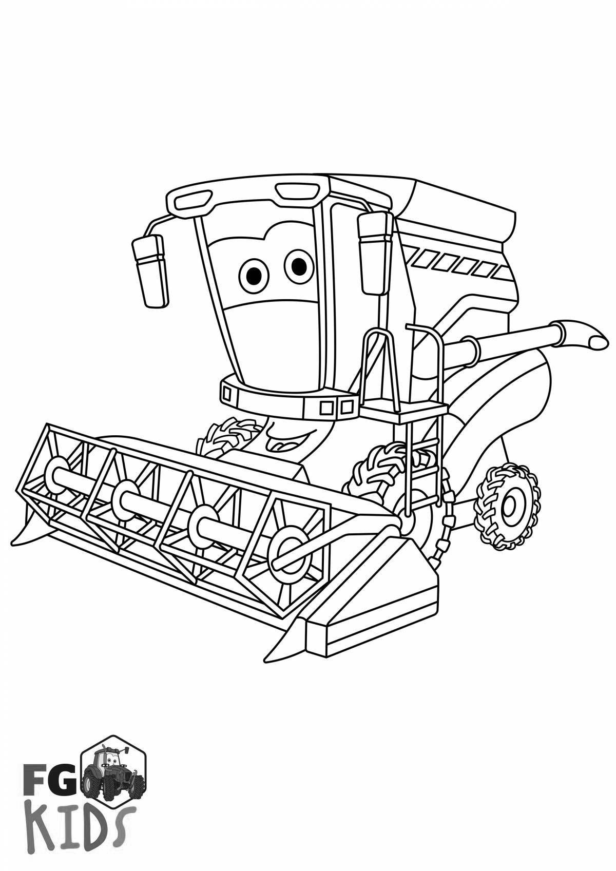 Gorgeous Harvester Coloring Page for Toddlers