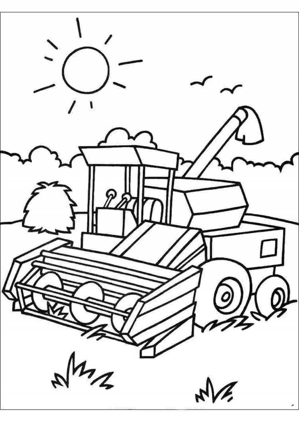 Adorable harvester coloring page for kids