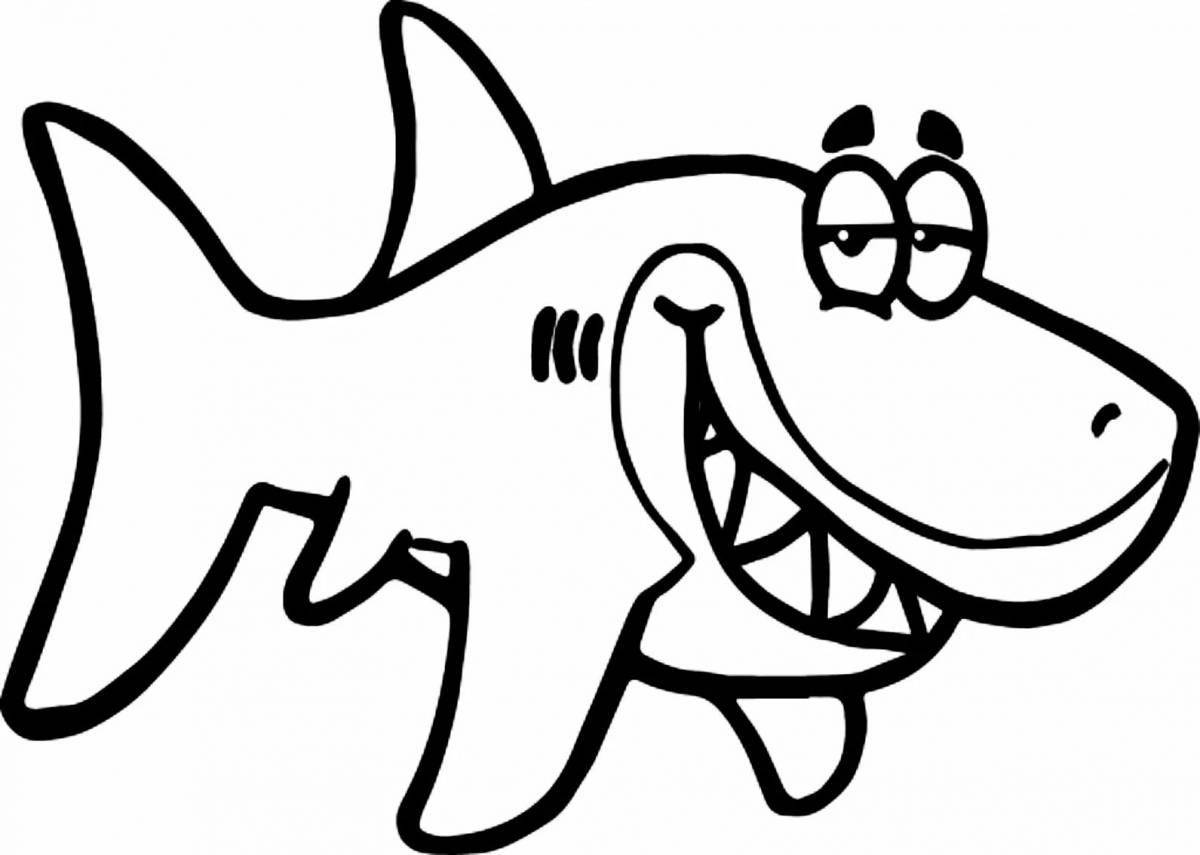 Colorful shark coloring page for 4-5 year olds